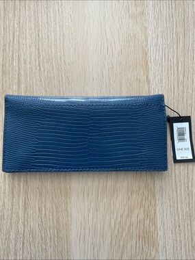 Banana Republic Dark Blue Lizard-Embossed Leather Wallet